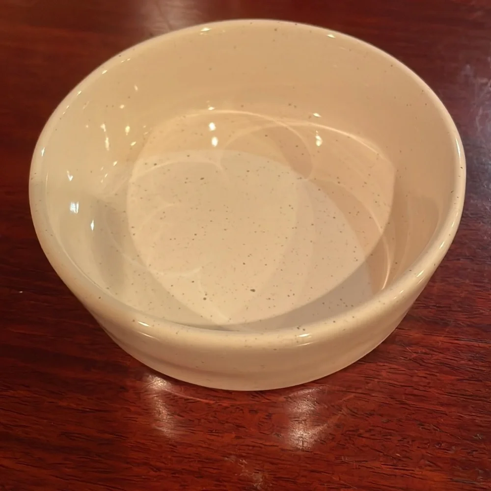 Rae Dunn joy white red ceramic pet bowl dog cat holiday Christmas candy dish